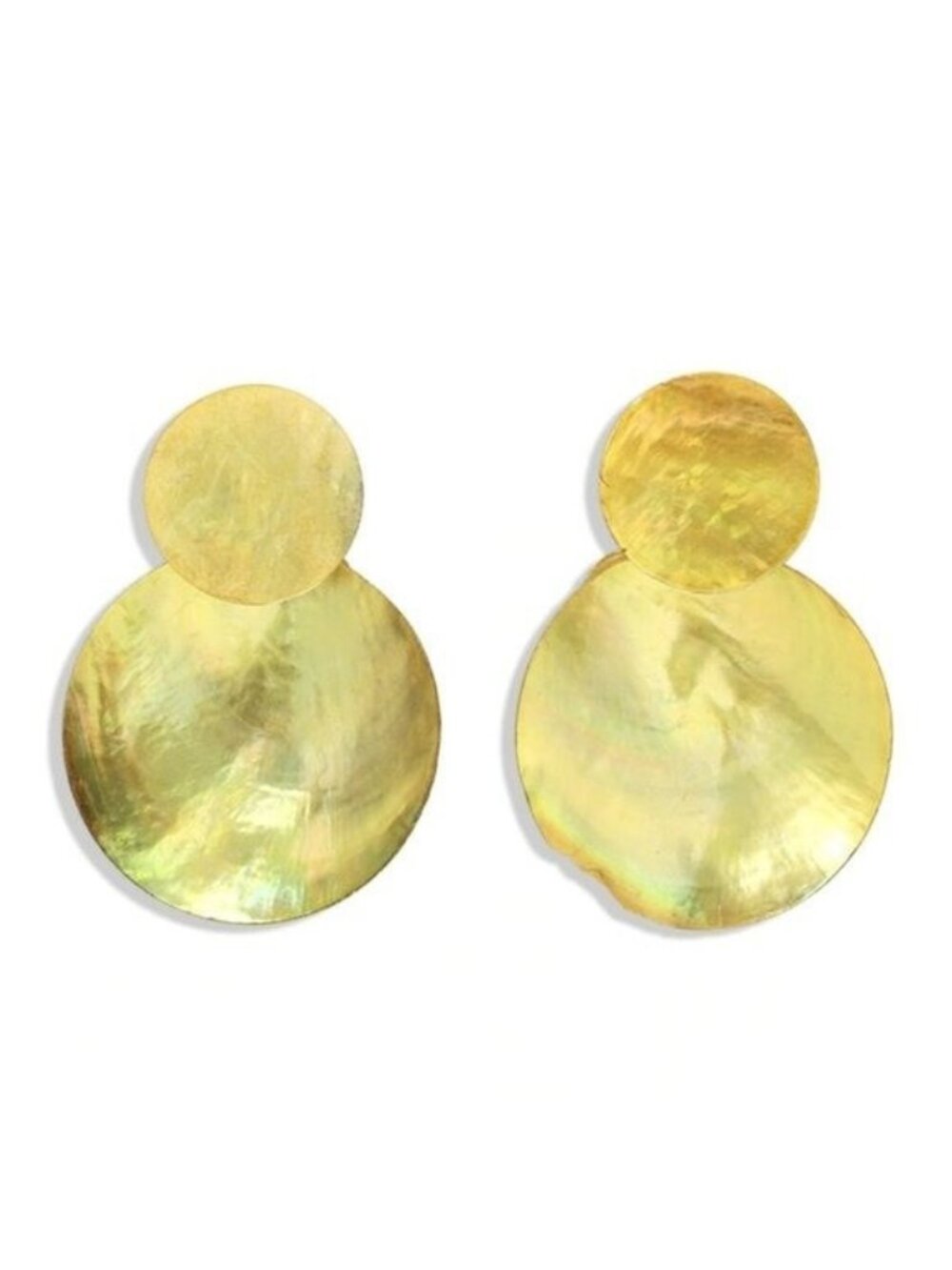 Double Round Retro 80s Yellow Acrylic Disc Earrings
